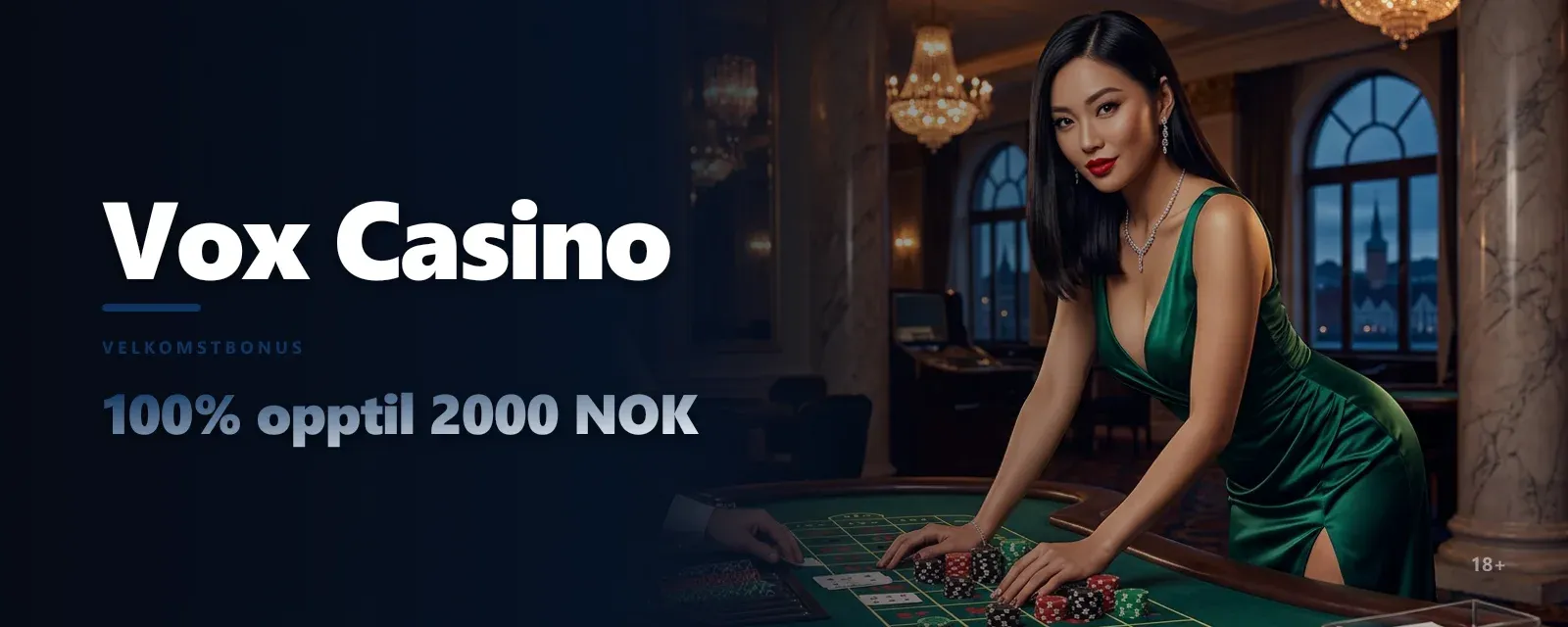 Hovedbanner for Vox casino med spillutvalg